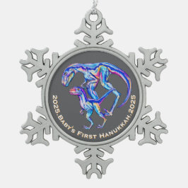 ベビーファーストハヌカー2025ヴェロキラプターホリデー スノーフレークピューターオーナメント