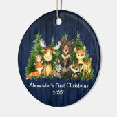 ベビーファーストブルーウッドクリスマスフォレスト動物 セラミックオーナメント (左)