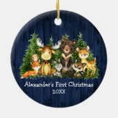 ベビーファーストブルーウッドクリスマスフォレスト動物 セラミックオーナメント (裏面)