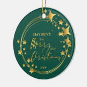 ベビーファーストメリーリトルクリスマスフォト金ゴールドスター セラミックオーナメント (左)