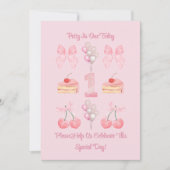 ベビーファースト誕生日パステルピンクボウズ招待状 招待状 (正面)