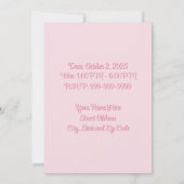 ベビーファースト誕生日パステルピンクボウズ招待状 招待状 (裏面)