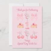 ベビーファースト誕生日パステルピンクボウズ サンキューカード (正面)