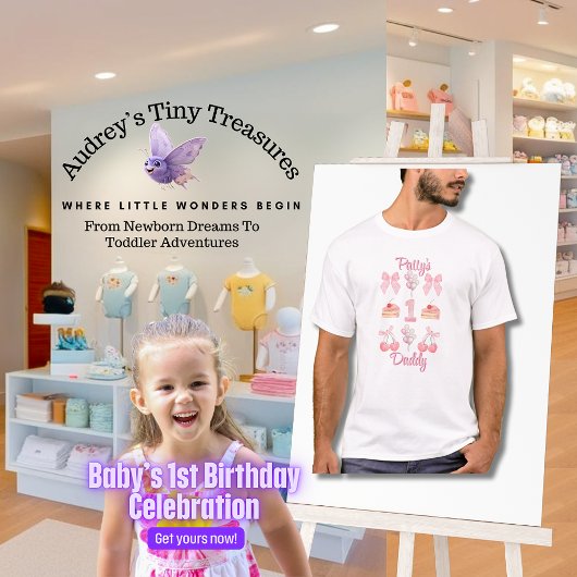 ベビーファースト誕生日パステルピンクボウズ Tシャツ