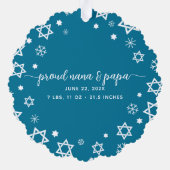 ベビーファーストHanukkah写真スノーフレーク祖父母 オーナメントカード (裏面)