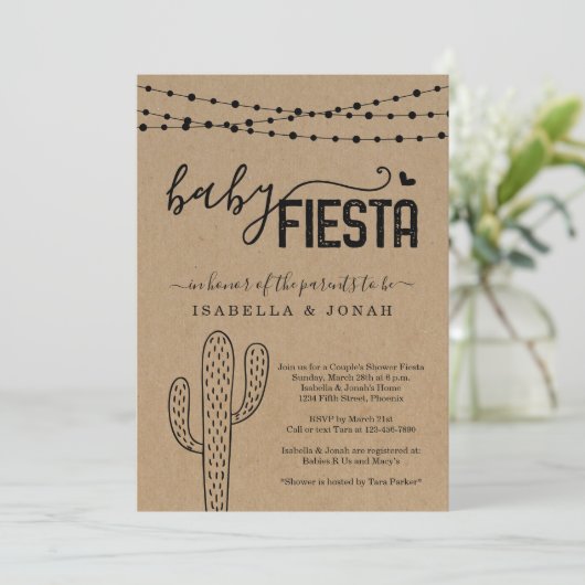 ベビーフィエスタカップル男女兼用の赤ちゃんシャワー 招待状 (スタンド正面)