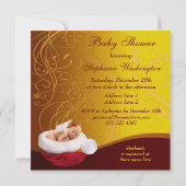 ベビーフェアリーインサンタハットクリスマスベビーシャワー 招待状 (裏面)