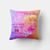 ベビーフェアリー、ドブピンクの青スパークルベビーガール統計 クッション (裏面)