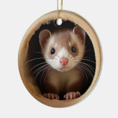 ベビーフェレット顔キュートフェレットオーナメント セラミックオーナメント (左)