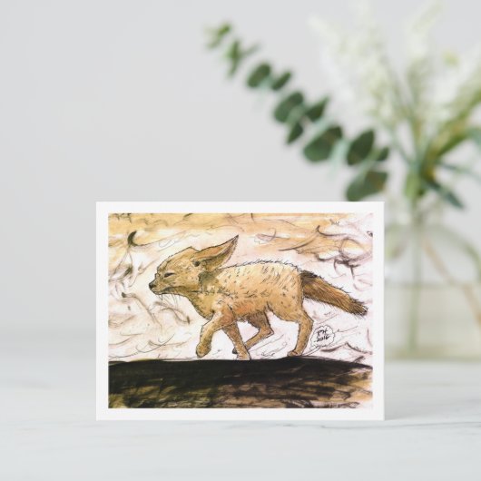 ベビーフェンネックキツネはがき ポストカード (スタンド正面)