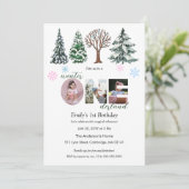 ベビーフォトウィンターワンダーランドファースト誕生日 招待状 (スタンド正面)