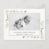 ベビーフォトウォーターカラーグリーナリー誕生サンキューポー ポストカード (正面)