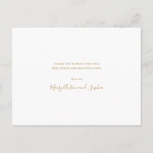 ベビーフォトウォーターカラーグリーンリーサンキュー誕生 案内ポストカード (裏面)