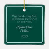 ベビーフォトエメラルドグリーンモダンクリスマススクリプト セラミックオーナメント (裏面)