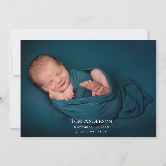 ベビーフォトエレガントコラージュ名スクリプト誕生Anno 案内状 (正面)