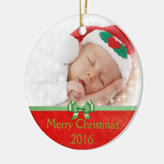 ベビーフォトオーナメント、独自の写真Keepsakeを追加 セラミックオーナメント (左)