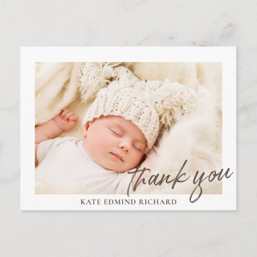 ベビーフォトオーバーレイありがとうお誕生日おめでとう ポストカード (正面)