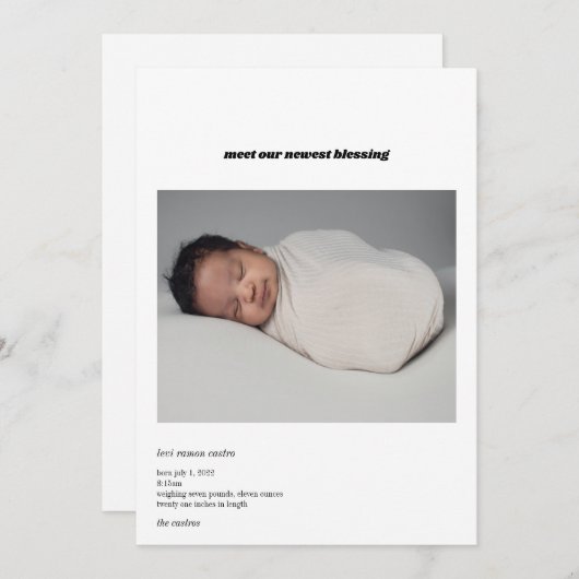 ベビーフォトカードの発表 案内状 (正面/裏面)