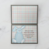 ベビーフォトカード、ブルーバニー、プレイド、ユーカスタマイズ 案内状 (内部)