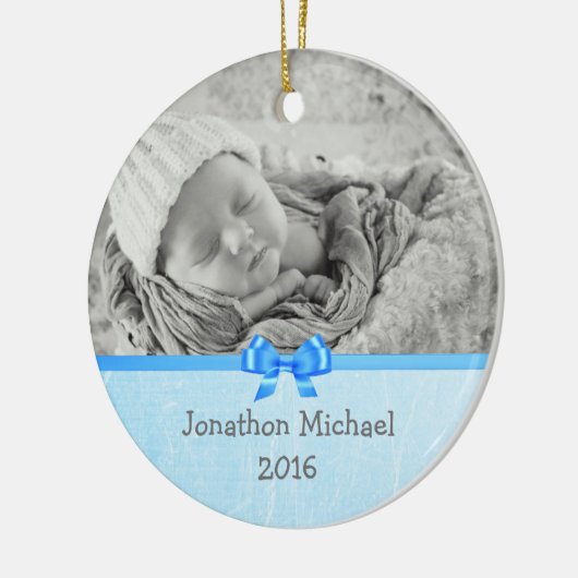 ベビーフォトキープサークスオーナメントの男の赤ちゃん セラミックオーナメント (左)