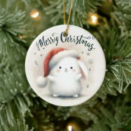 ベビーフォトクリスマスキュートキツネ セラミックオーナメント