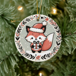 ベビーフォトクリスマスキュートキツネ セラミックオーナメント