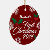 ベビーフォトクリスマスバンニーズのフレーム セラミックオーナメント (右)