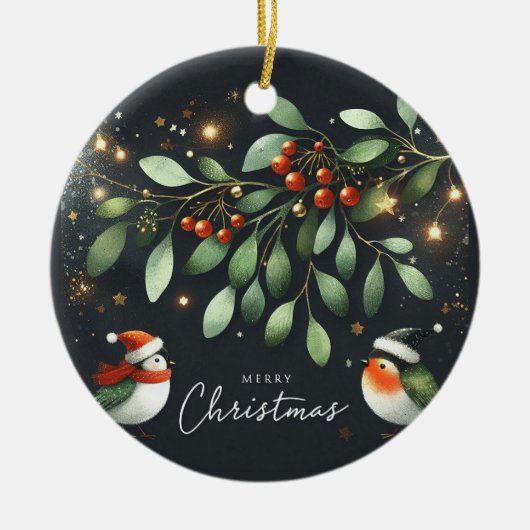 ベビーフォトクリスマスミスタントーロビンリース セラミックオーナメント (正面)