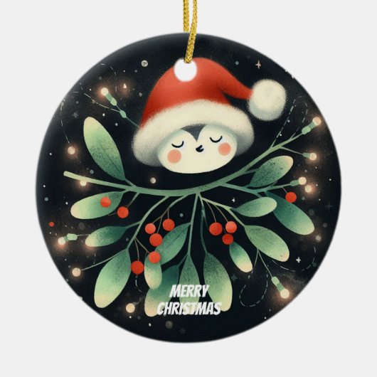 ベビーフォトクリスマスミスタントーロビンリース セラミックオーナメント (正面)