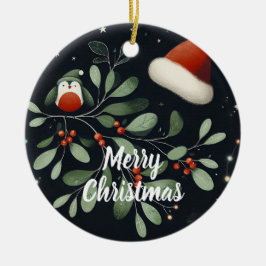 ベビーフォトクリスマスミスタントーロビンリース セラミックオーナメント