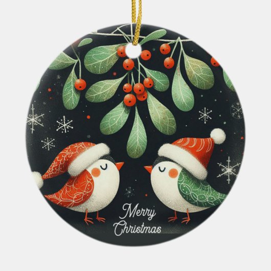 ベビーフォトクリスマスミスタントーロビンリース セラミックオーナメント (正面)