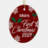 ベビーフォトクリスマスミスタントー雪 セラミックオーナメント (右)