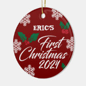 ベビーフォトクリスマスミスタントー雪 セラミックオーナメント (左)