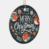 ベビーフォトクリスマスロビンズメッセージカード セラミックオーナメント (右)