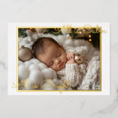 ベビーフォトクリスマス金ゴールド 箔シーズンカード (正面)