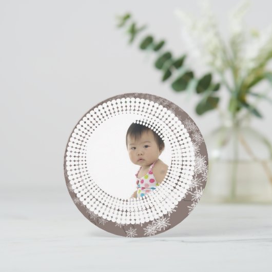 ベビーフォトグレー雪の結晶My 1stクリスマス シーズンカード (スタンド正面)