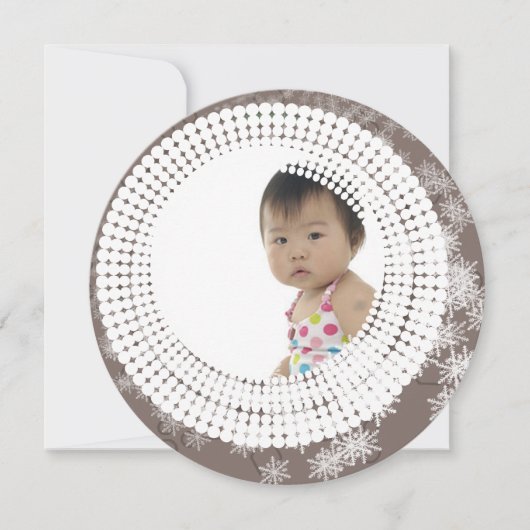ベビーフォトグレー雪の結晶My 1stクリスマス シーズンカード (正面)