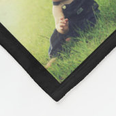 ベビーフォトコラパーソナライズされたージュ名前をカスタムするキュート フリースブランケット (角)