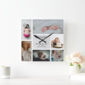 ベビーフォトコラージの記録名誕生日 スクエア壁時計 (ホーム)