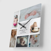 ベビーフォトコラージの記録名誕生日 スクエア壁時計 (傾斜)