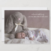 ベビーフォトコラージスクリプトタイポグラフィ誕生 (裏面)