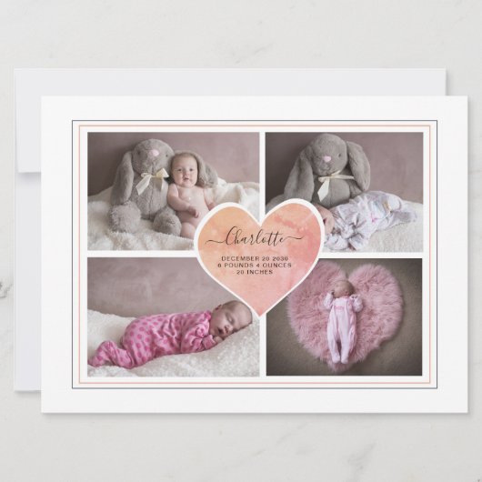 ベビーフォトコラージスクリプトタイポグラフィ誕生 (正面)