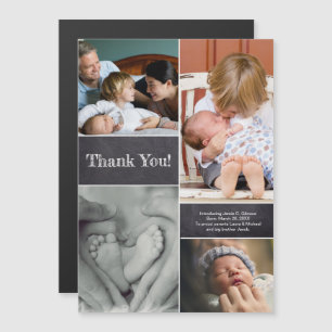 ベビーフォトコラージュありがとうございました出産のお知らせ マグネット招待状