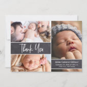 ベビーフォトコラージュのChalkboardスクリプトタイプ サンキューカード (正面)