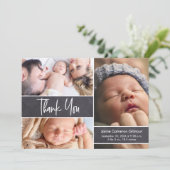 ベビーフォトコラージュのChalkboardスクリプトタイプ サンキューカード (スタンド正面)