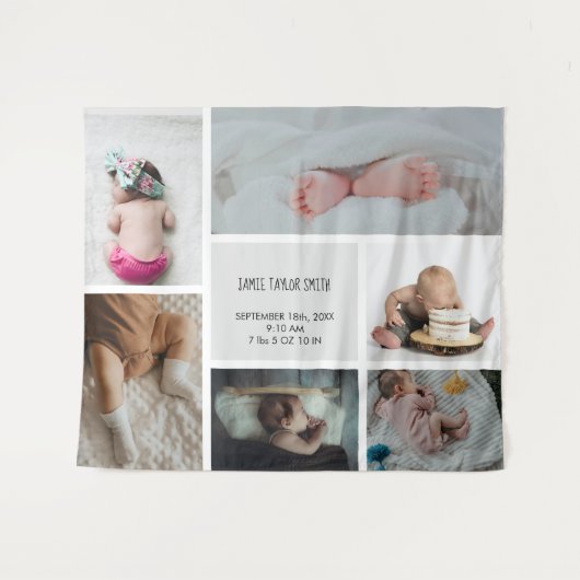 ベビーフォトコラージュキープザー名誕生日 タペストリー (正面(横))