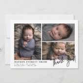 ベビーフォトコラージュ新生児ありがとう 案内状 (正面)