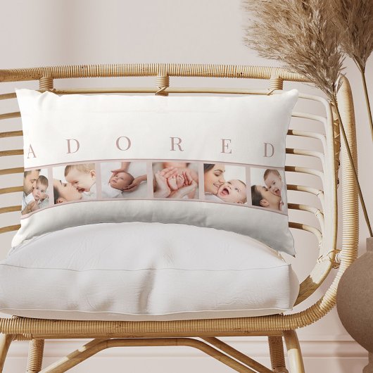 ベビーフォトコラージュADOREDピンクと白 ランバークッション