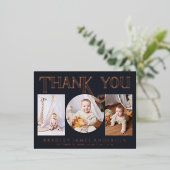 ベビーフォトサンキューユーモダンハート誕生フォイル 箔招待状ポストカード (立ち正面)