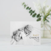 ベビーフォトシックエレガント金ゴールドモダン誕生 案内ポストカード (スタンド正面)